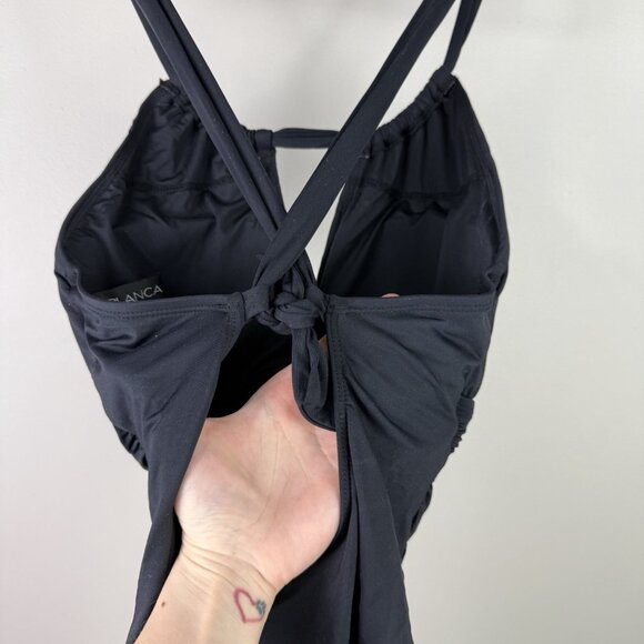 La Blanca Island Goddess High Neck Keyhole One Piece Swimsuit Black Size 8 - Picture 8 of 10
